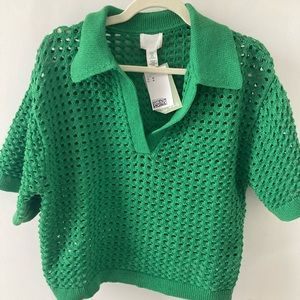 H&M green short sleeve sweater